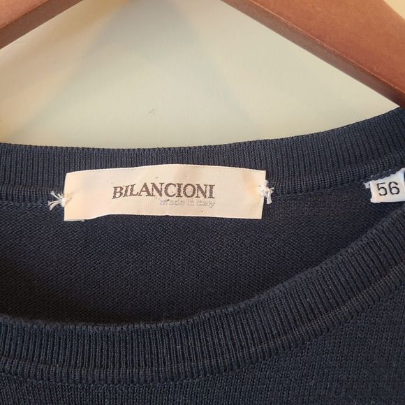 Bilancioni Mens Crewneck Pullover Sweater Sz 56 Navy Blue Nautical Made in Italy - Picture 4 of 9